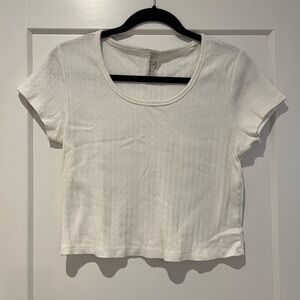 Ribbed Scoop Neck Cropped Tee
